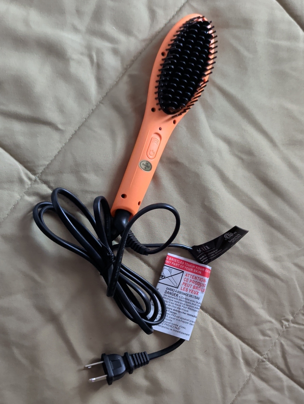 Electric Hair Straightening Brush - Coral and Black